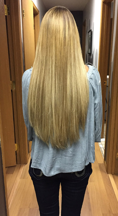 Long hair extensions, custom color blends for natural looking hi-lites